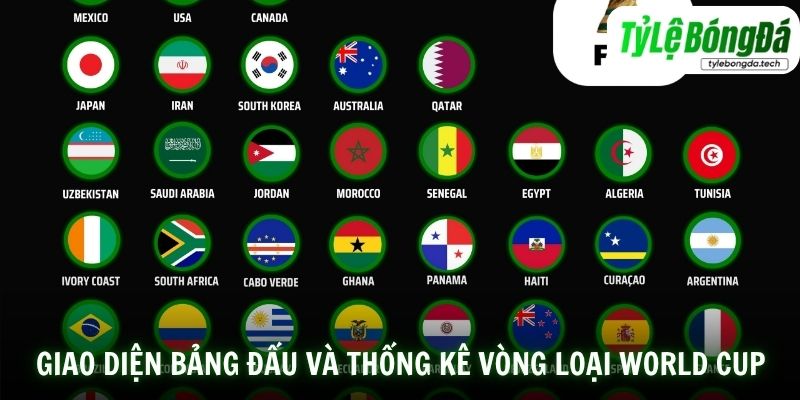 Giao diện bảng đấu và thống kê vòng loại World Cup 2026 châu Âu