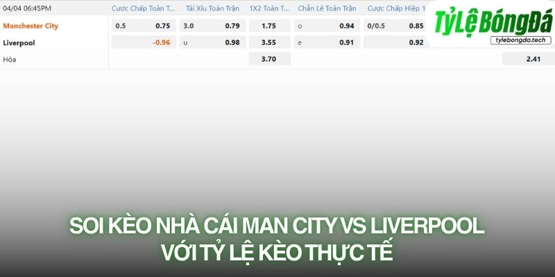 Soi kèo nhà cái Man City vs Liverpool với tỷ lệ kèo thực tế