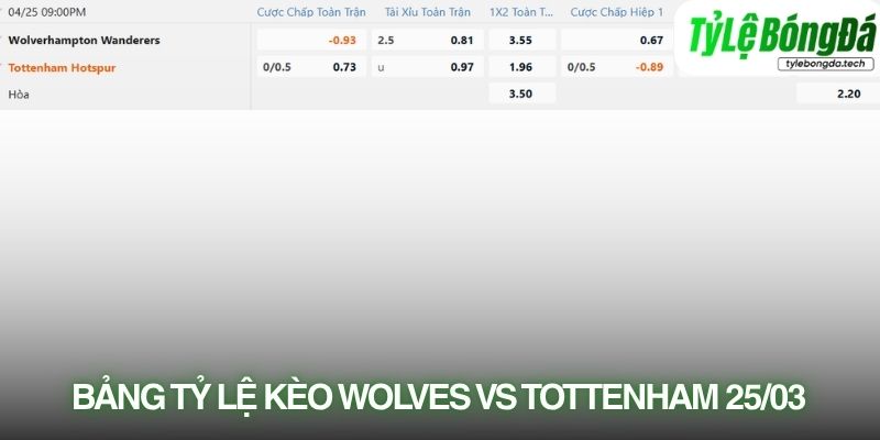 Soi kèo nhà cái Wolves vs Tottenham với tỷ lệ kèo thực tế 25/04