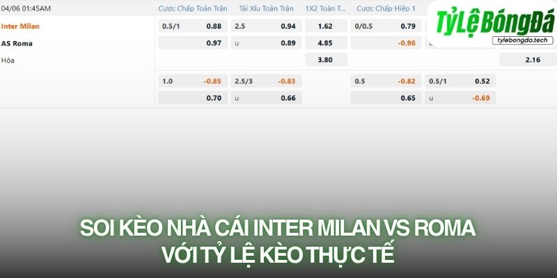 Soi kèo nhà cái Inter Milan vs AS Roma với tỷ lệ kèo thực tế